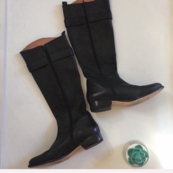 Corso Como | soft black leather knee high riding boots - Picture 3 of 8